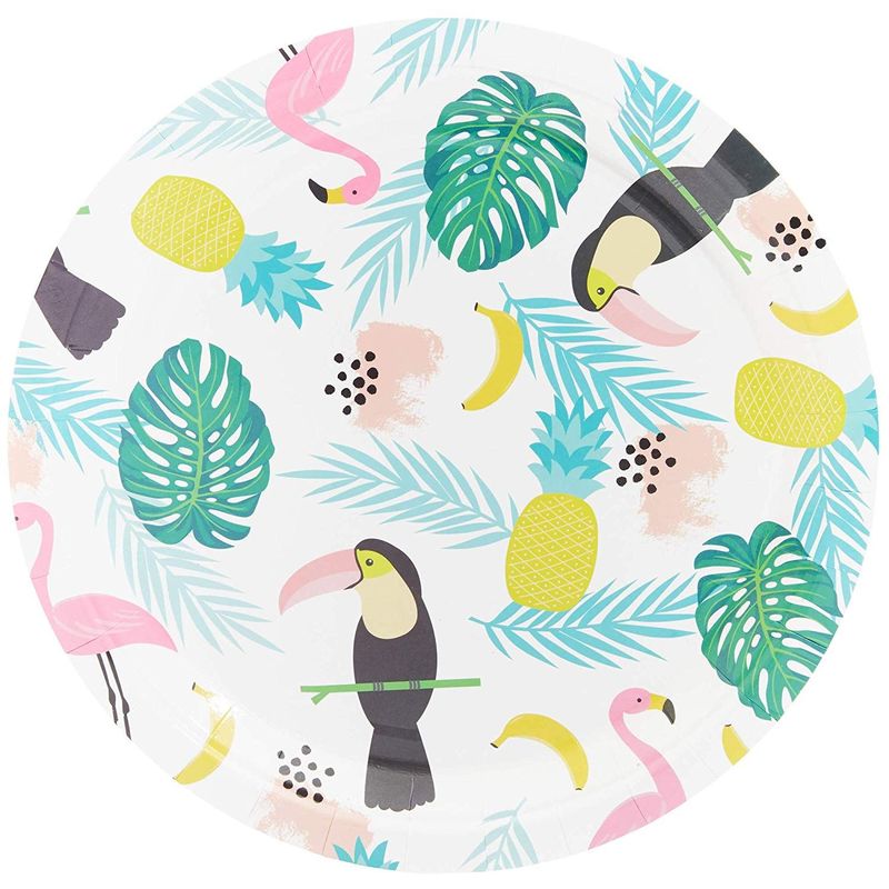 Sparkle and Bash Paper Tropical Party Paper Plates, Pack of 80, 9 Inches