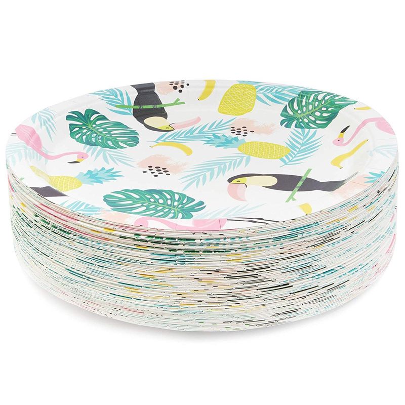 Sparkle and Bash Paper Tropical Party Paper Plates, Pack of 80, 9 Inches