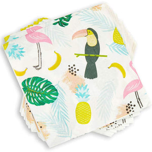 Tropical Paper Napkins for Birthday Party (6.5 x 6.5 In, 100 Pack)