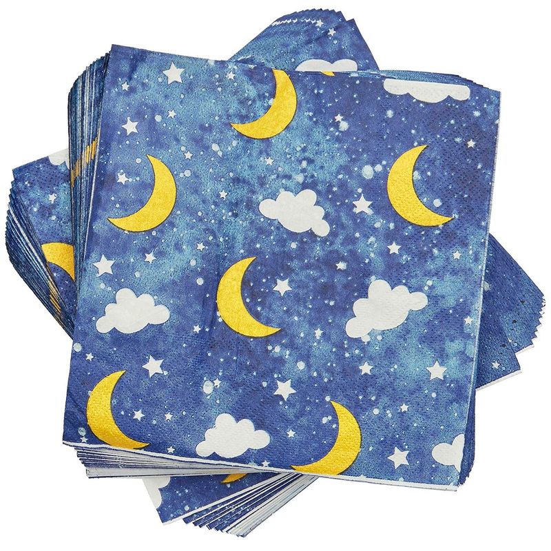 Paper Napkins for Twinkle Twinkle Baby Shower (6.5 x 6.5 Inches, 100 Pack)