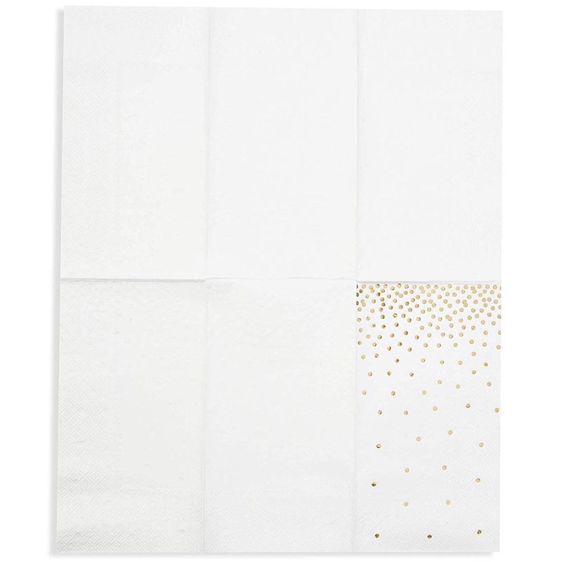 Gold Foil Polka Dot Confetti Paper Napkins for Party (4 x 8 Inches, 50 Pack)