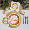 Thanksgiving Give Thanks Party Pack, Paper Plates, Plastic Cutlery, Cups, and Napkins (Serves 24, 144 Pieces)