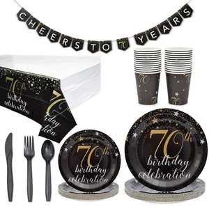 70th Birthday Party Supplies Pack (Serves 24, 146 Total Pieces)