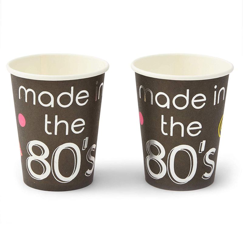80s Birthday Party Supplies, Includes Plates, Napkins, Tablecloth, Banner, Cups and Cutlery (24 Guests,146 Pieces)