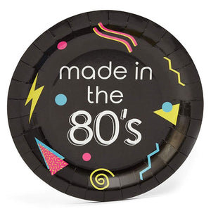 80s Birthday Party Supplies, Includes Plates, Napkins, Tablecloth, Banner, Cups and Cutlery (24 Guests,146 Pieces)