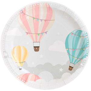 Sparkle and Bash Baby Shower Paper Plates, Hot Air Balloon, 80 Pack, 7 in