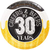 Cheers & Beers to 30 Years Paper Plates for 30th Birthday Party (7 In, 80 Pack)