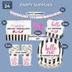 25th Birthday Party Pack, Includes Dinnerware Set, Tablecloth, and Banner (Serves 24, 146 Pieces)