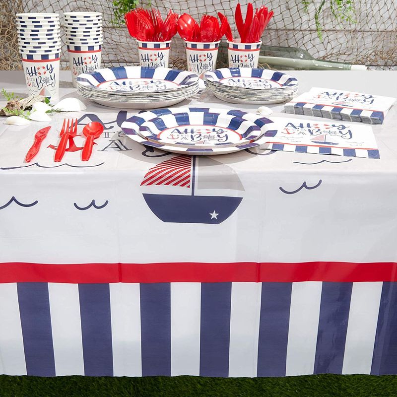 Ahoy It's a Boy Nautical Table Cover (54 x 108 in, Rectangle, 3