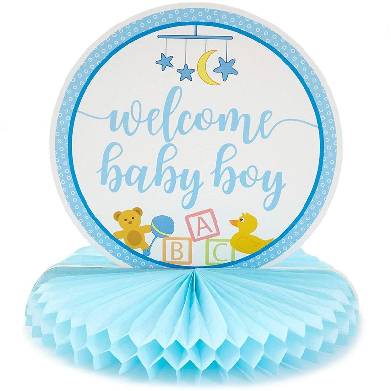 Sparkle and Bash Baby Shower Table Honeycomb Decorations for Boy (6 Pack) 3 Designs
