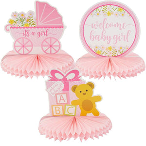 Sparkle and Bash Baby Shower Table Honeycomb Decorations for Girl (6 Pack) 3 Designs