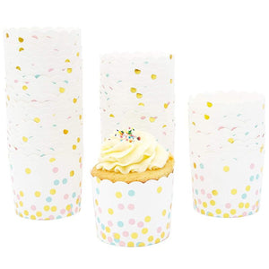 50-Pack Muffin Liners - Rainbow Polka Dots Cupcake Wrappers Paper Baking Cups