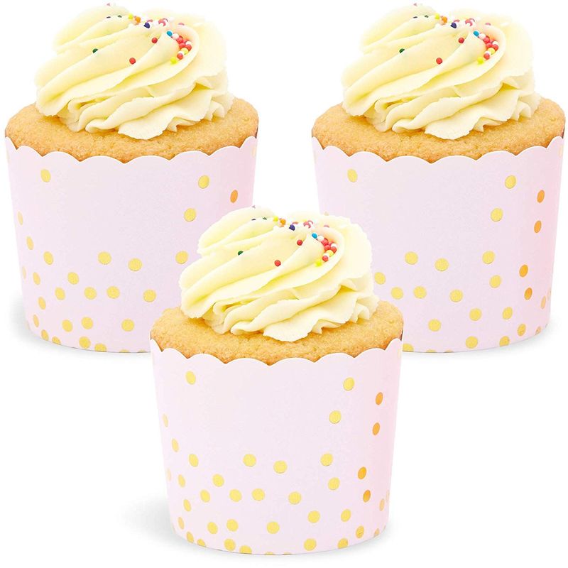 50Pcs Muffin Cupcake Golden Pink Dot Paper Cup Cupcake Liner