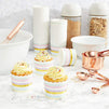 50-Pack Muffin Liners - Pastel and Gold Foil Striped Cupcake Wrappers Paper Baking Cups