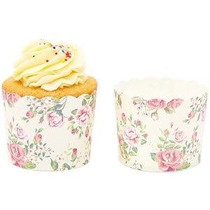 Sparkle and Bash Floral Cupcake Wrappers (Vintage, 50 Pack)