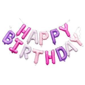 Sparkle and Bash Happy Birthday Foil Balloons Party Banner, Purple and Pink, 16 Inch