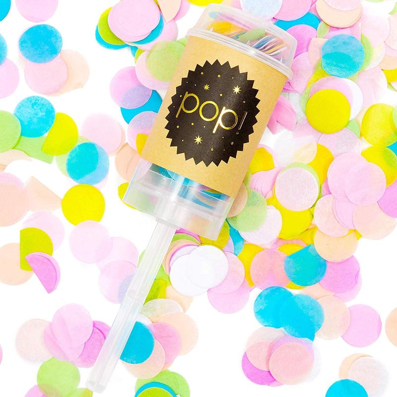 Sparkle and Bash Push Pop Confetti Poppers, 6 Pack with 6 Bag Refills, Multicolor