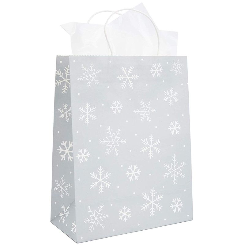 Holiday Gift Wrapping Bags with Tissue Paper, Christmas Designs (3 Sizes, 24 Pack)