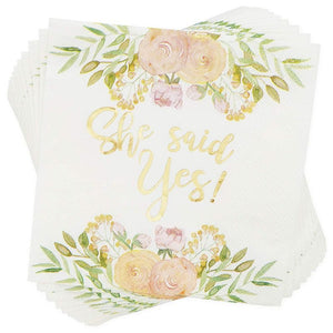 Bridal Party Pack, Includes Paper Plates, Napkins, Cups, Cutlery, Banner, and Plastic Tablecloth (Serves 24, 146 Pieces)