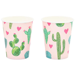 Succulent Cactus Party Pack, Includes Pink Paper Plates, Napkins, Cups, Cutlery and Plastic Tablecloth (Serves 24, 168 Pieces)