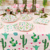 Succulent Cactus Party Pack, Includes Pink Paper Plates, Napkins, Cups, Cutlery and Plastic Tablecloth (Serves 24, 168 Pieces)