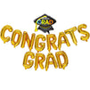 Congrats Grad, Graduation Party Balloon Banner (16 In, Gold Foil, 13 Pack)