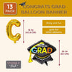 Congrats Grad, Graduation Party Balloon Banner (16 In, Gold Foil, 13 Pack)