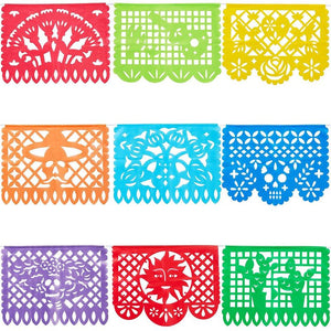 Mexican Papel Picado Banner for Fiestas, Cinco de Mayo (15 ft, 9 Colors, 2 Pack)