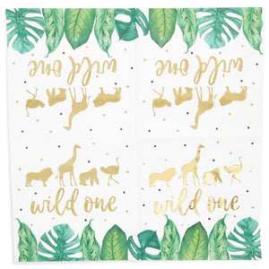 Wild One Safari Birthday Party Paper Napkins (5 x 5 Inches, 50 Pack)