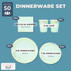 Gold Foil Polka Dot Dinnerware Set for Baby Shower (Serves 50, Mint Green, 200 Pieces)