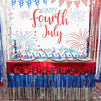 Metallic Foil Fringe Table Skirt, Red, White and Blue for 4th of July (2 Pack)