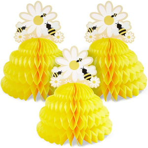Bumble Bee Honeycomb Centerpiece (9 x 11 In, Yellow, 3-Pack)