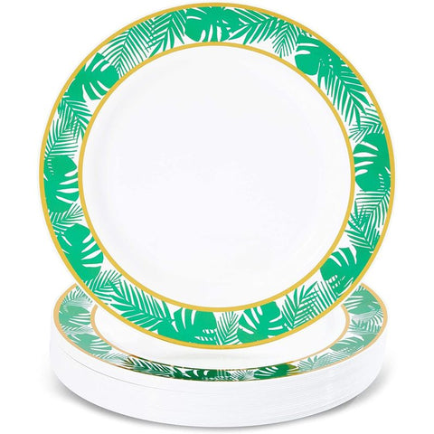 Hawaii Palm Leaf Foil Thick Paper Plates Cups Napkins Disposable