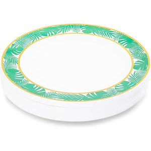 24 Pack of Tropical Palm Leaves Dinner Plates for Luau and Hawaiian Party (9 In)