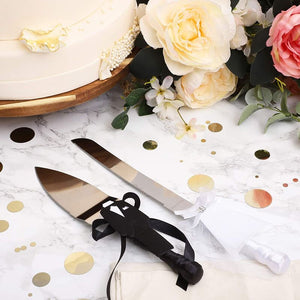 Bride and Groom Wedding Cake Knife and Server Set (2 Pieces)