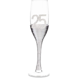 Silver 25th Anniversary Champagne Flutes (Set of 2)