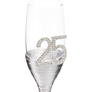 Silver 25th Anniversary Champagne Flutes (Set of 2)