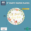 Oh Deer Paper Party Plates for Baby Shower (9 In, 48 Pack)