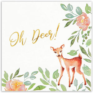 Oh Deer Baby Shower Decorations, White Paper Napkins (6.5 In, 50 Pack)