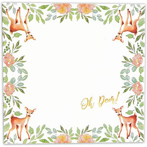 Oh Deer Baby Shower Decorations, White Paper Napkins (6.5 In, 50 Pack)