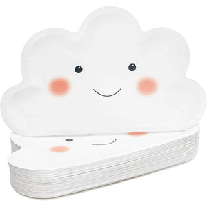 Cloud Party Plates for Baby Shower or Birthday Party (8 x 10 In, White, 48 Pk)