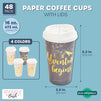 Paper Insulated Coffee Cups with Lids, Map Adventure Design (48 Pack)