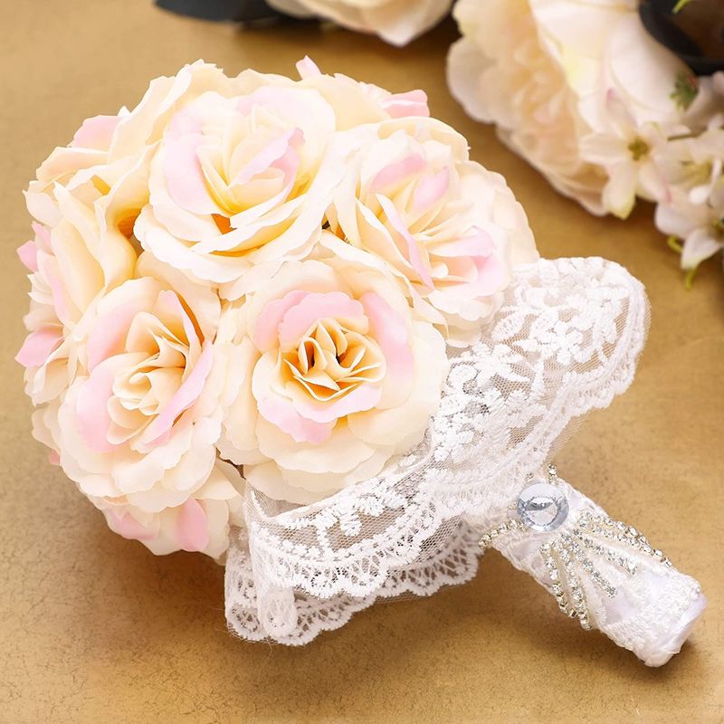 Flower Bouquet Holders Lace Bridal Bouquet Collar Handle For - Temu