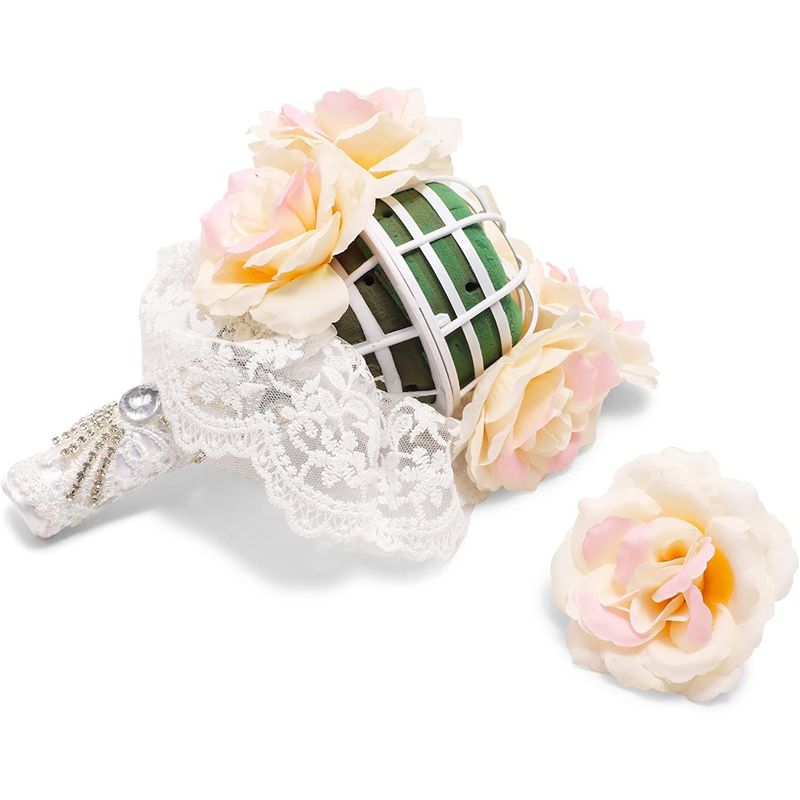 Jeweled Foam Floral Bouquet Holder for Weddings (3.2 x 7 in