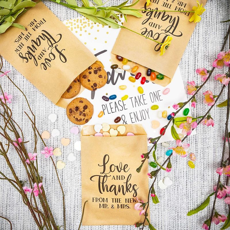 Kraft Paper Bags for Wedding Party Favors (5 x 7.5 Inches, 100-Pack)