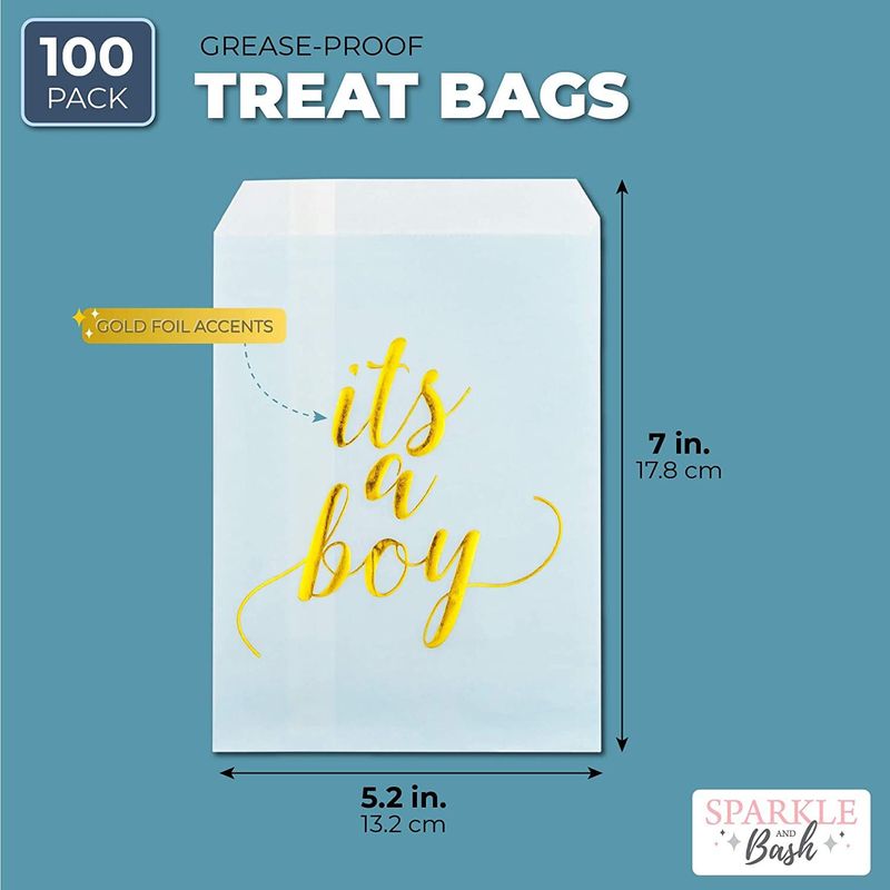 It's a Boy Baby Shower Goodie Bags (5 x 7.5 in,100 Pack)
