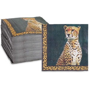 Safari Birthday Party Paper Napkins with Cheetah (6.5 In, 150 Pack)