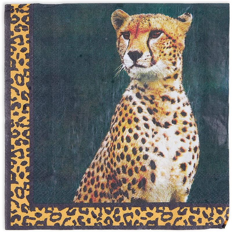 Safari Birthday Party Paper Napkins with Cheetah (6.5 In, 150 Pack)