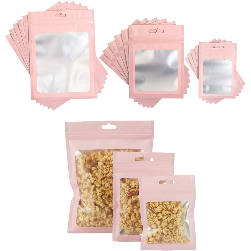Pink Resealable Plastic Bags, Clear Storage Bags in 3 Sizes (120 Pack) –  Sparkle and Bash