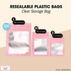 Pink Resealable Plastic Bags, Clear Storage Bags in 3 Sizes (120 Pack)